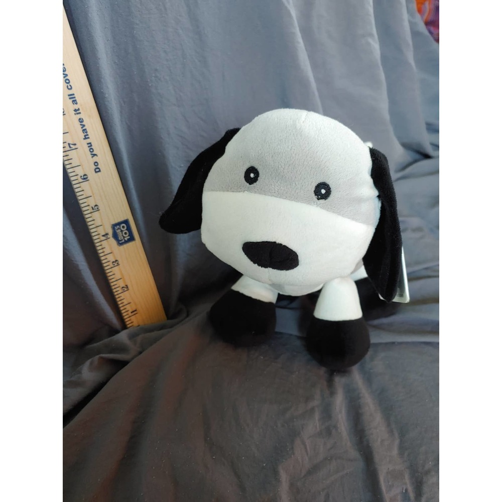 NWT Beverly Hills Teddy Bear Co Baby dog puppy rattle gray black white